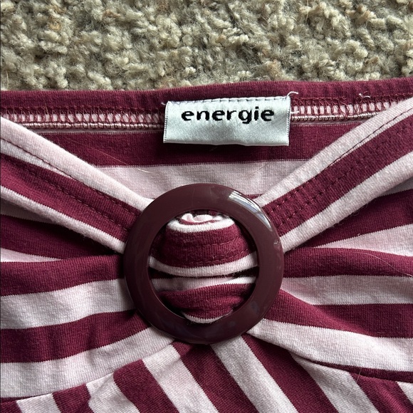 Y2K Vintage 90s Energie Striped Tube Top - Picture 3 of 8